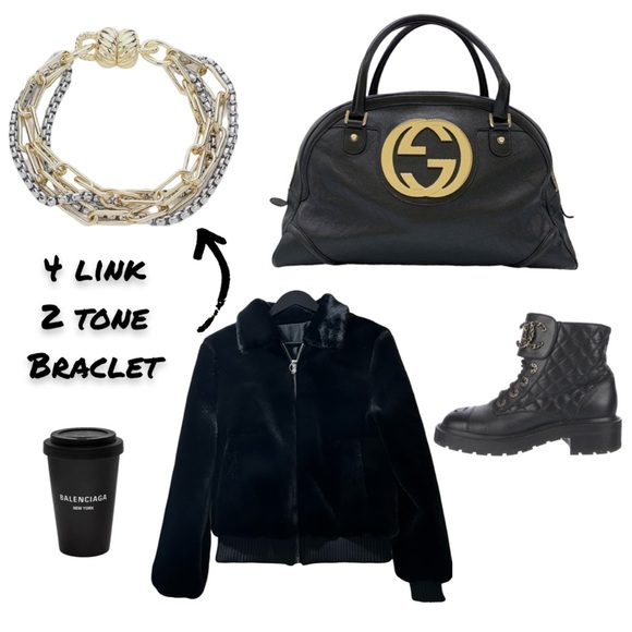 Jewelry - 4 Link 2 Tone Gold & Silver Link Bracelet